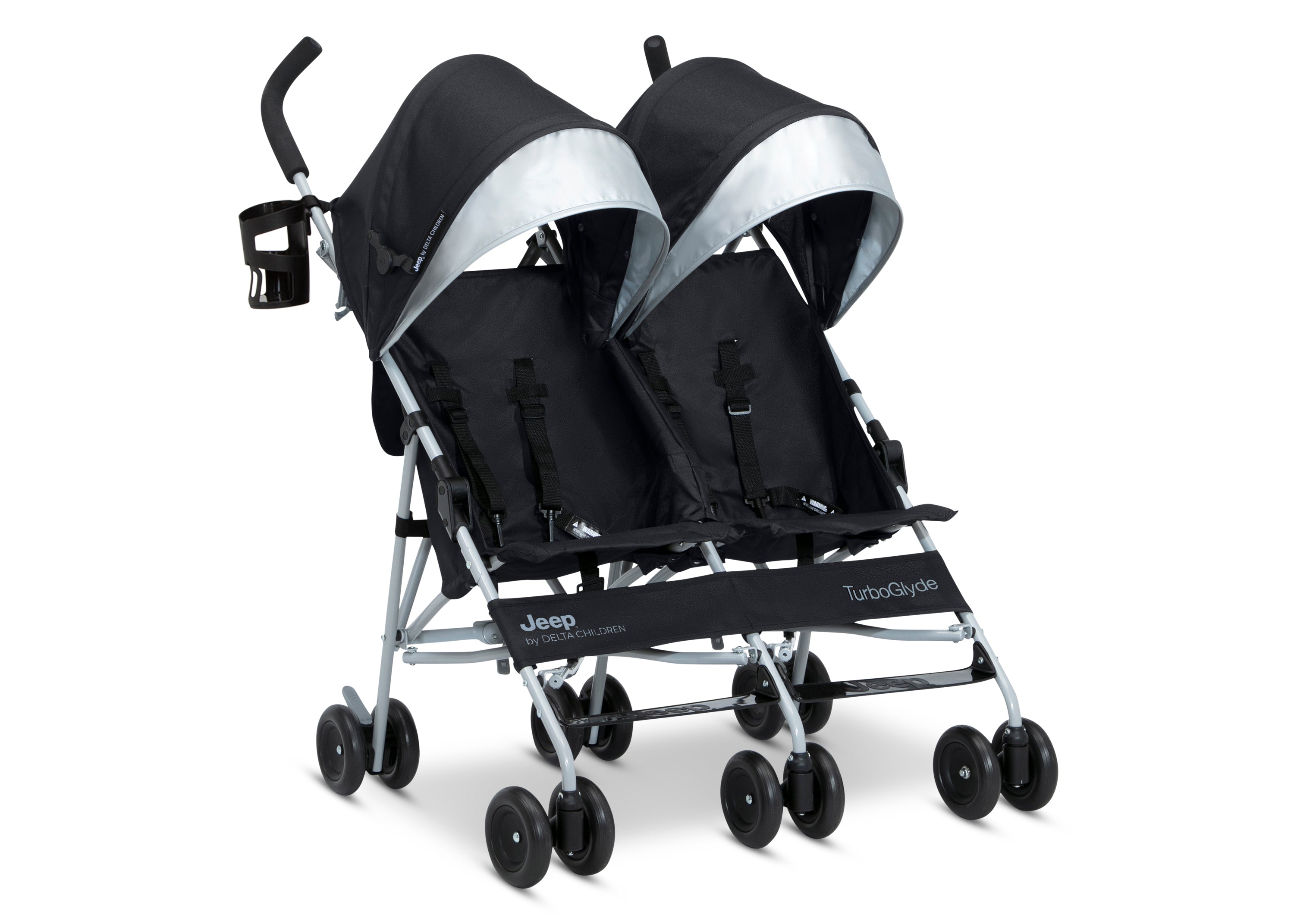 jeep turbo glide double stroller Jeep TurboGlyde Side by Side Double Stroller, Black (001)