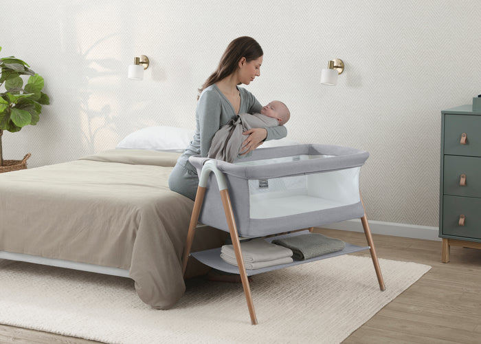 Koi by the Bed Bassinet with Natural Beechwood LegsDove Grey (2376)