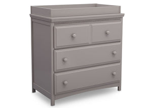 Delta Children Grey (026) Emerson 3 Drawer Dresser with Changing Top, Angled View a3a 10
