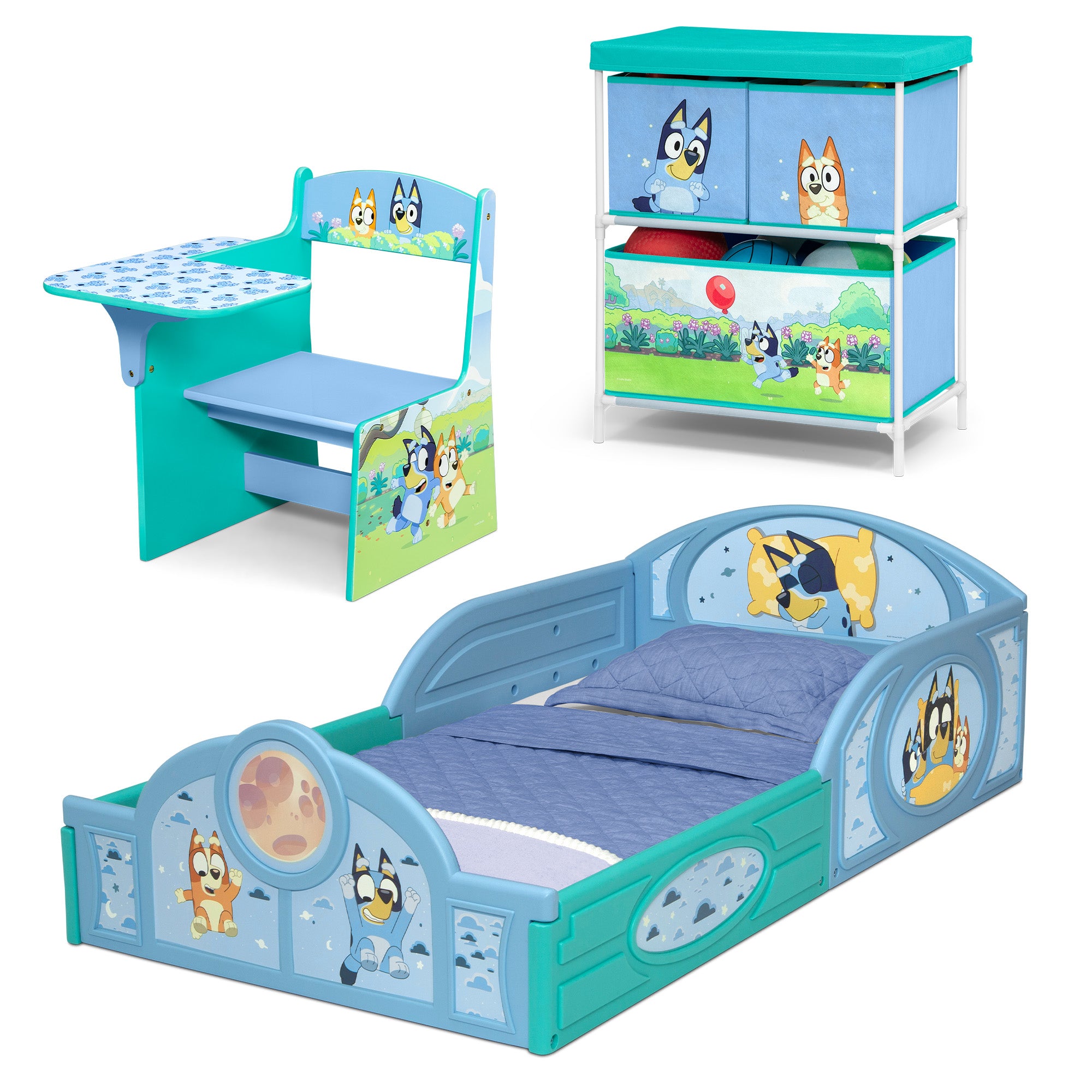 Bluey 3 Piece Toddler Bedroom Set by Delta Children Blue