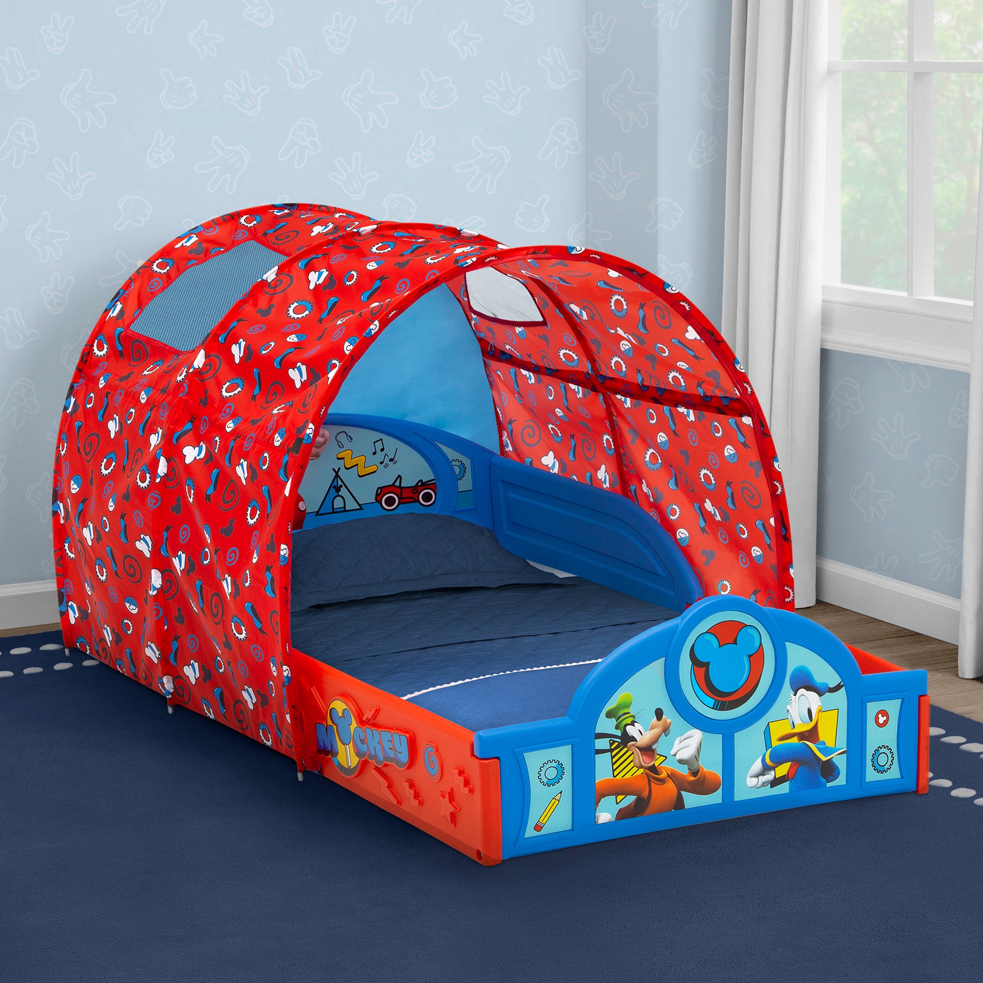 bed play tent Delta Children Sleep and Play Toddler Bed with Tent