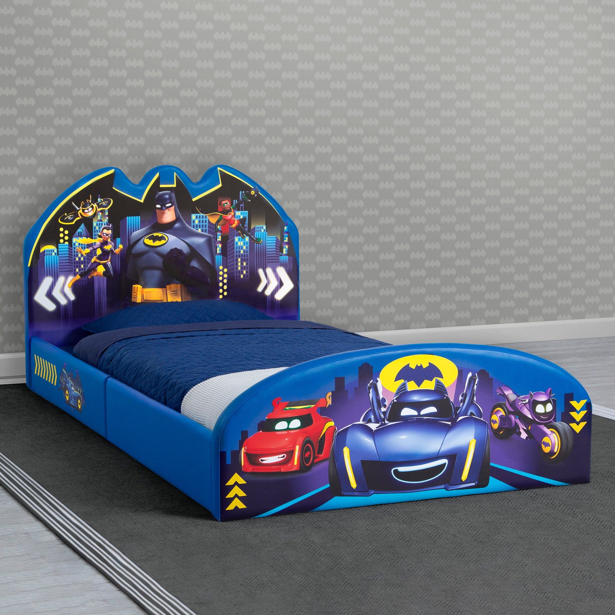Batman Batwheels Upholstered Twin Bed | Delta Children