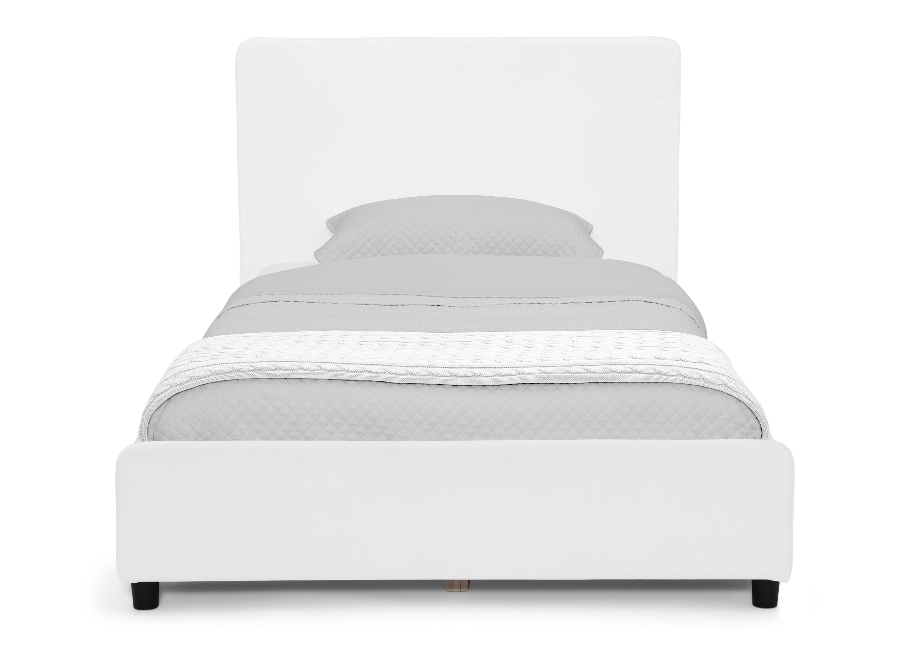 delta children upholstered twin bed Delta Children Upholstered Twin Size Bed with Headboard, Premium Wood Slat Support, No Box Spring Needed, Easy Assembly, White Velvet