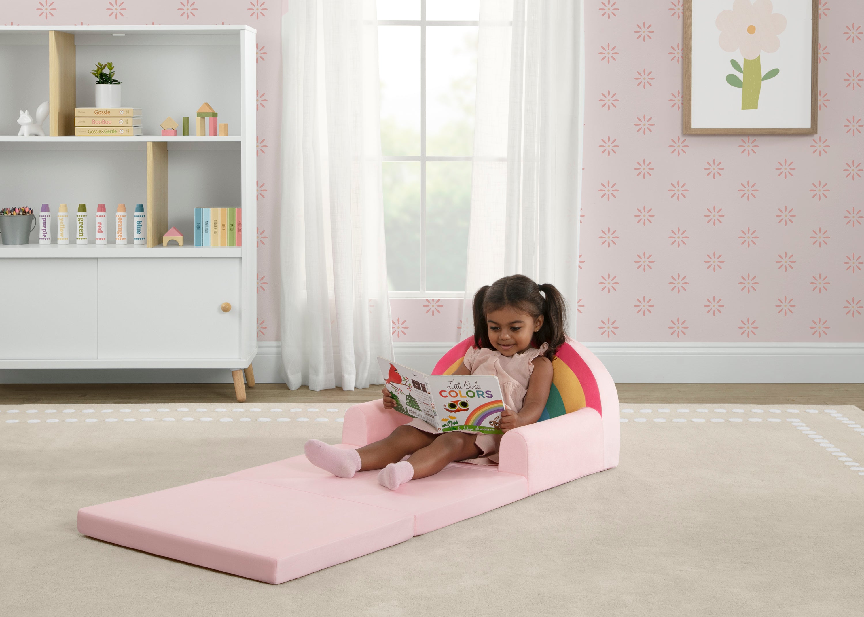 Cozee Rainbow Figural Flip-Out 2-in-1 Convertible Chair to Lounger
