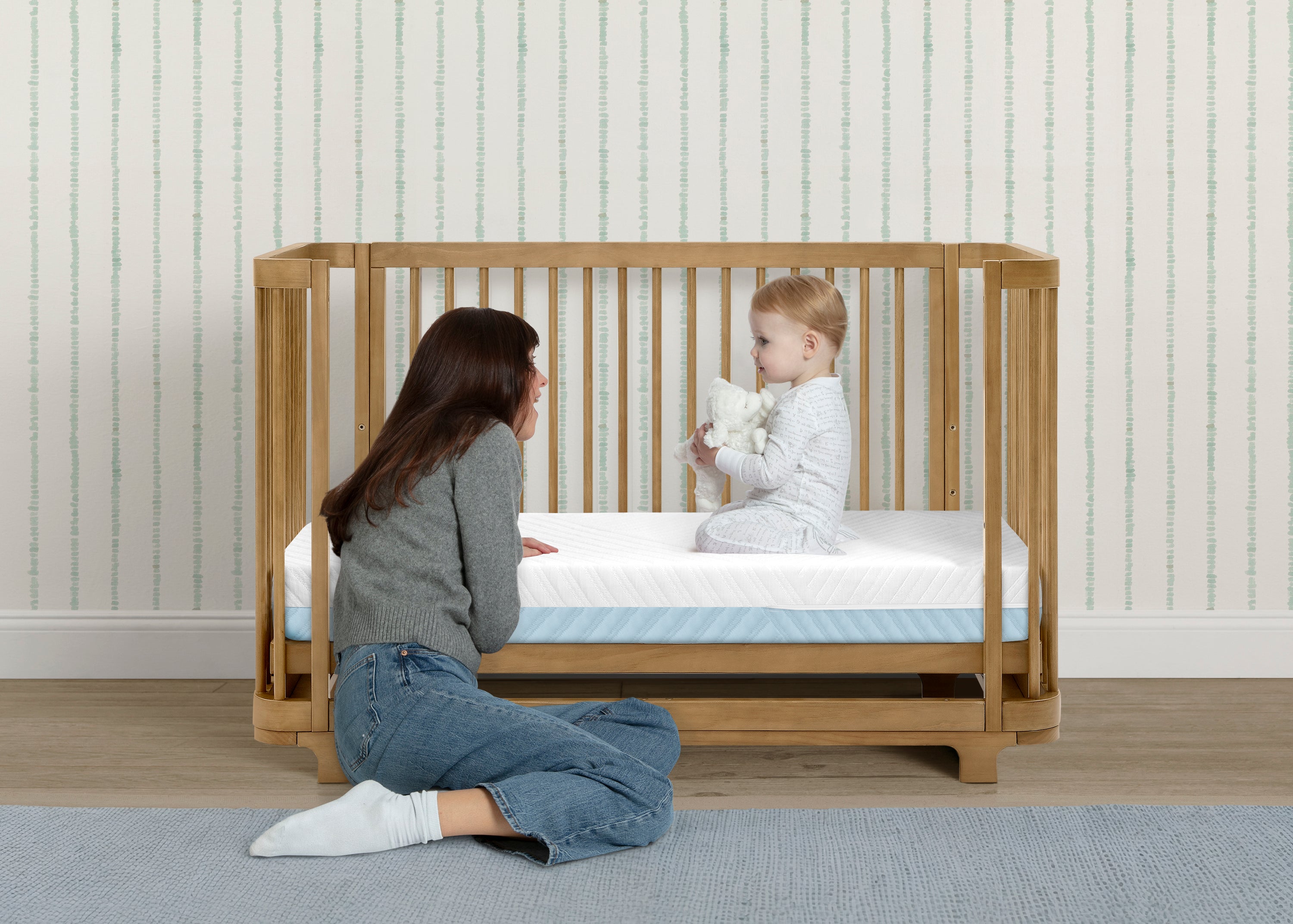 Ionic Breathe Crib and Toddler Mattress with Cloud Core Delta