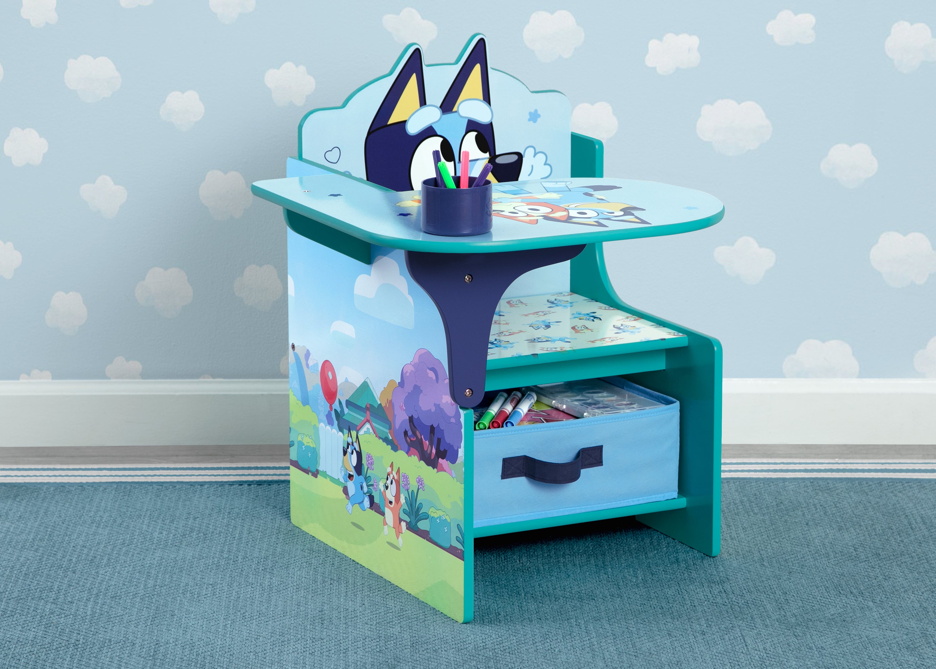 Bluey Chair Desk with Storage Bin Delta Children