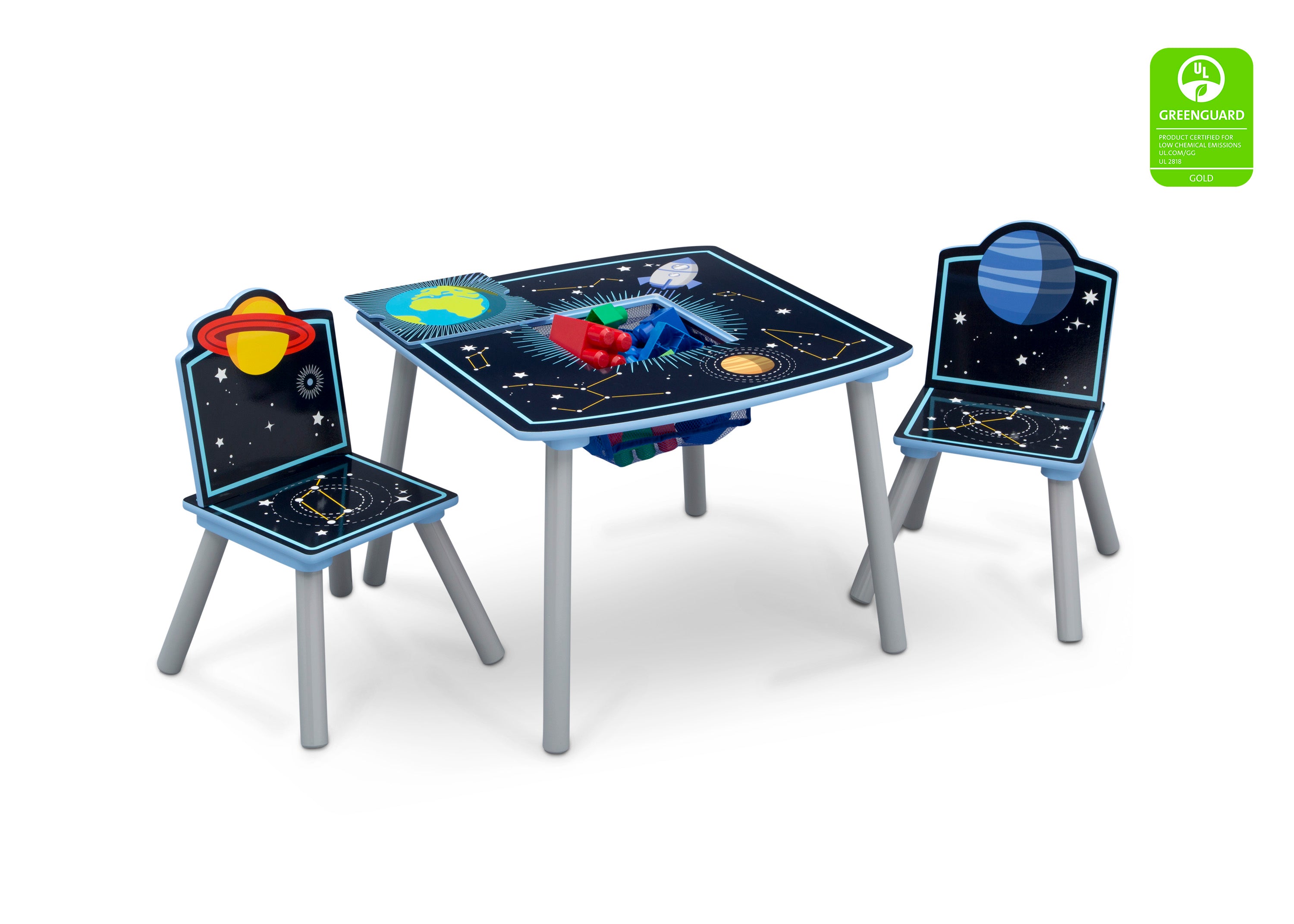 Delta Children Space Adventures Kids Wood Table and Chair Set with Storage
