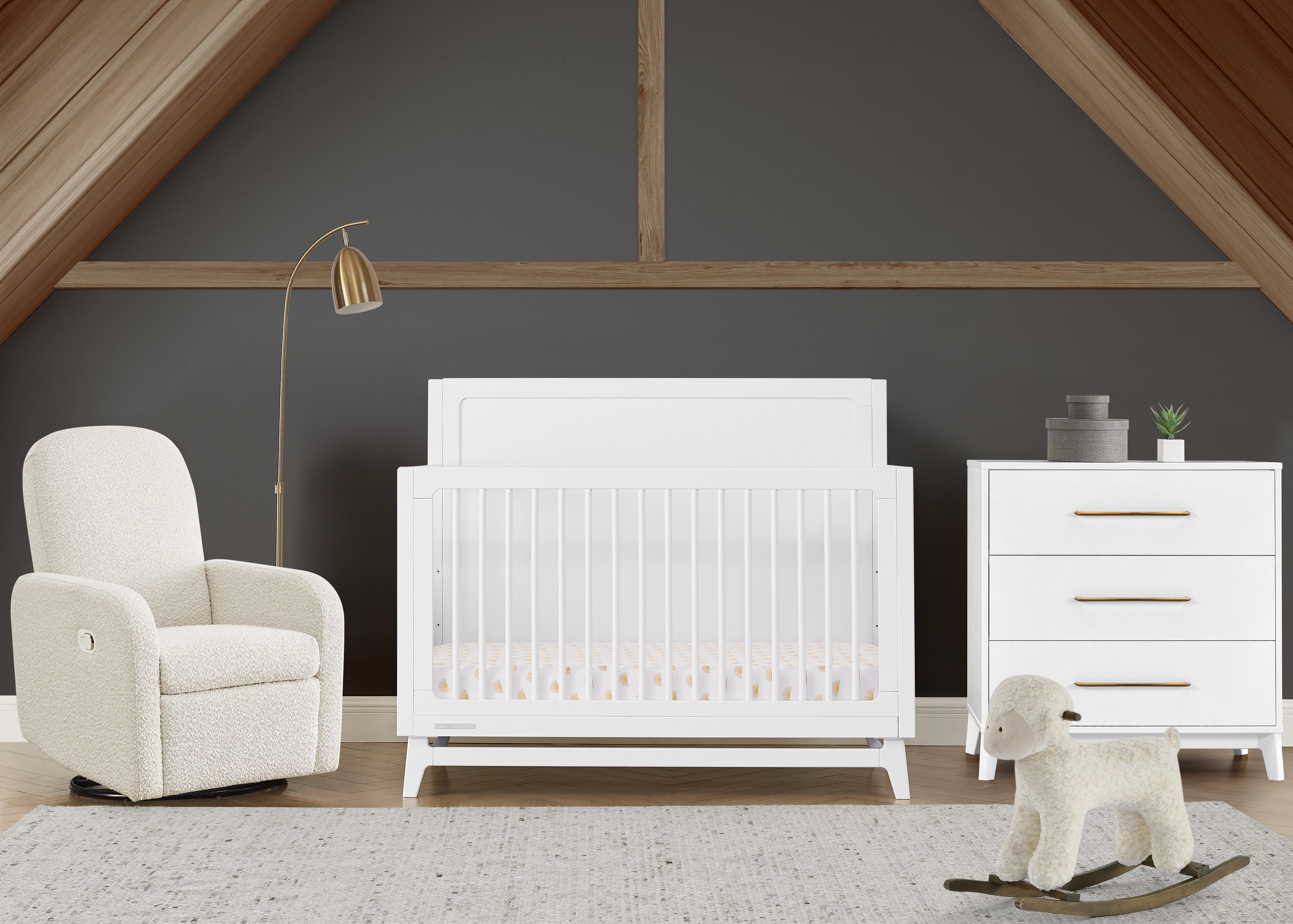 Spencer 6-in-1 Convertible Crib, Bianca White (130)