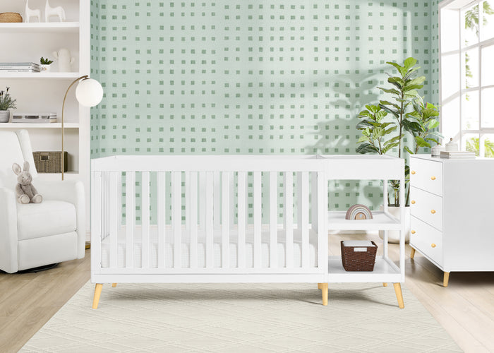 Essex 4-in-1 Convertible Crib and ChangerBianca White with Natural (123)