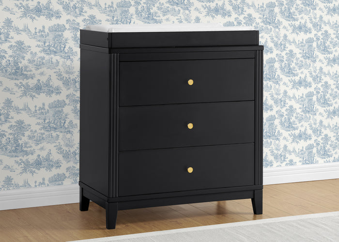 Eloise 3 Drawer Dresser with Changing Top and Interlocking DrawersMidnight Grey (1360)
