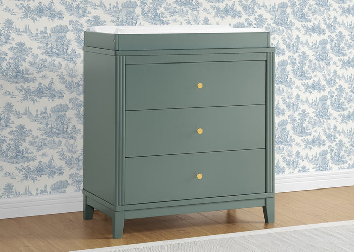 Eloise 3 Drawer Dresser with Changing Top and Interlocking DrawersGrassy Glen (357)