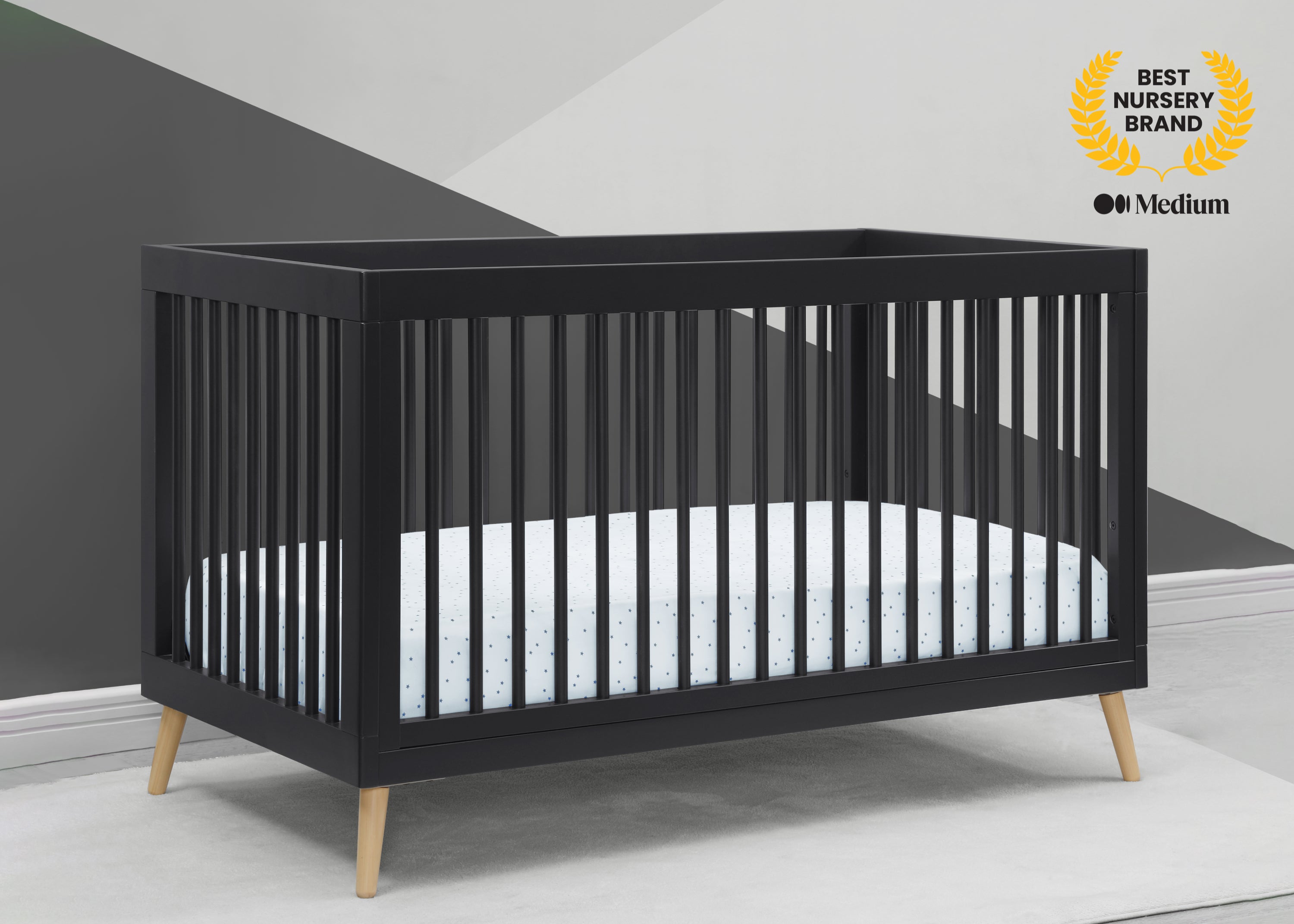 delta children jordan 4-in-1 convertible crib Jordan 4-in-1 Convertible Crib, Midnight Grey with Natural (1372)