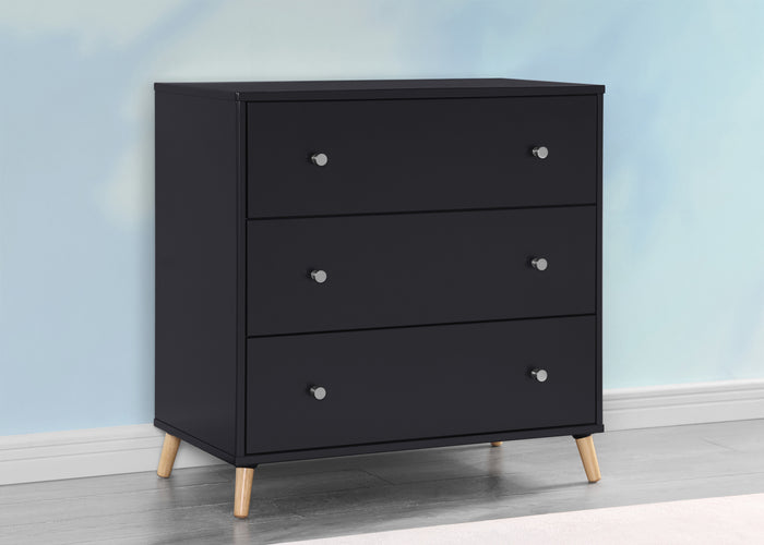 Jordan 3 Drawer Dresser with Interlocking DrawersMidnight Grey with Natural (1372)
