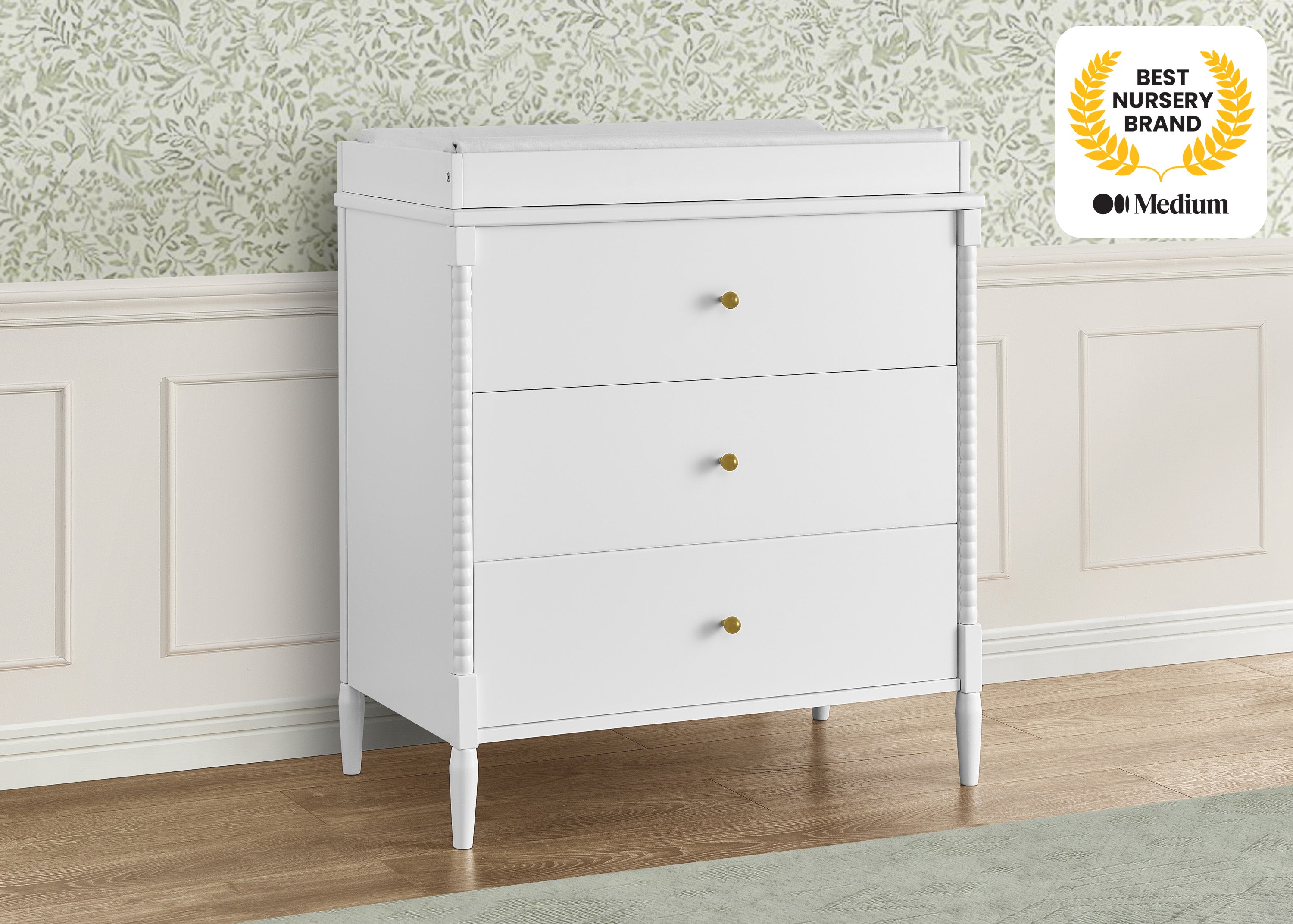 Lily 3 Drawer Dresser with Interlocking Drawers, Bianca White (130)