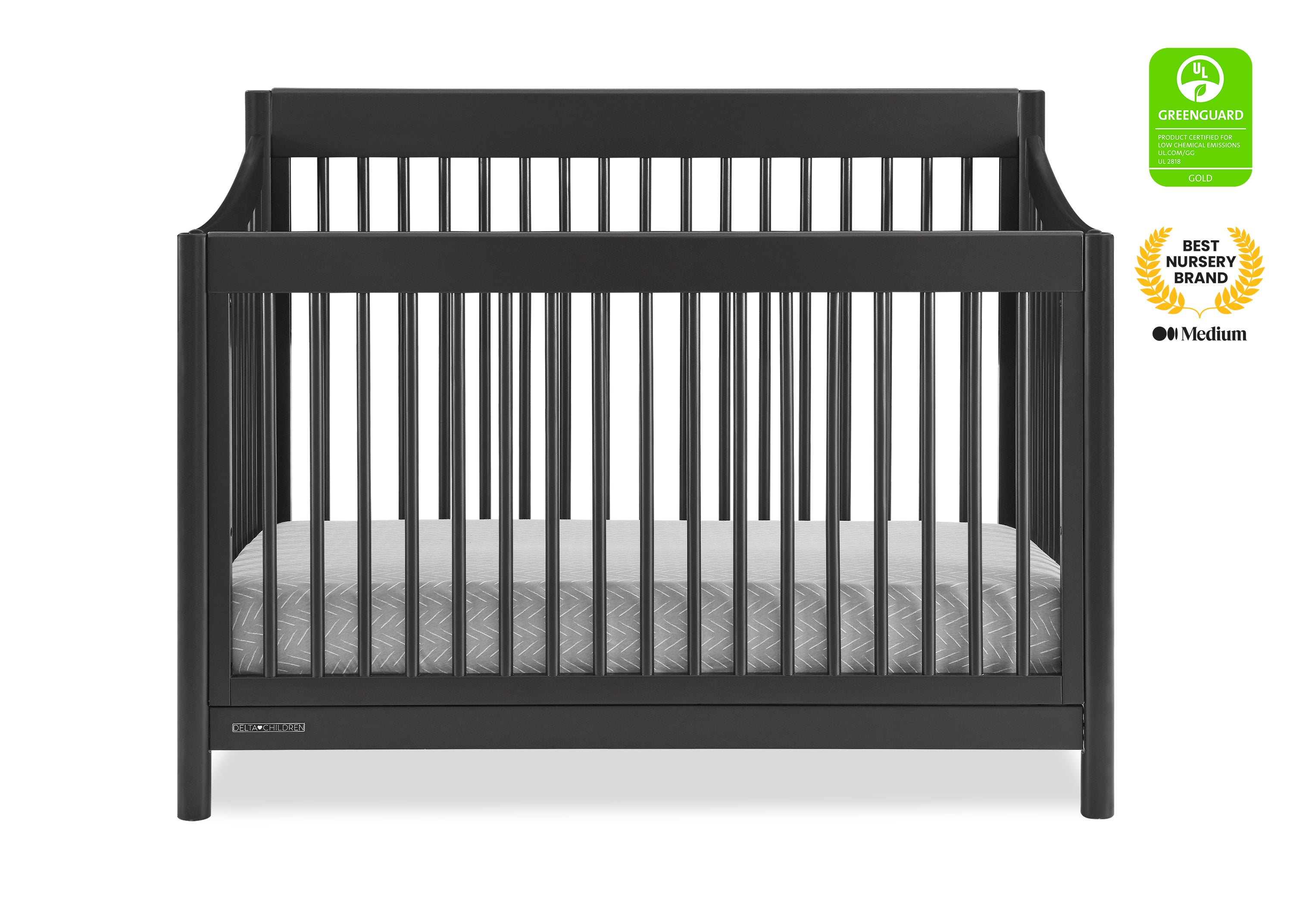 Delta Children Brooks 6 in 1 Convertible Crib Greenguard Gold Certified Midnight Grey