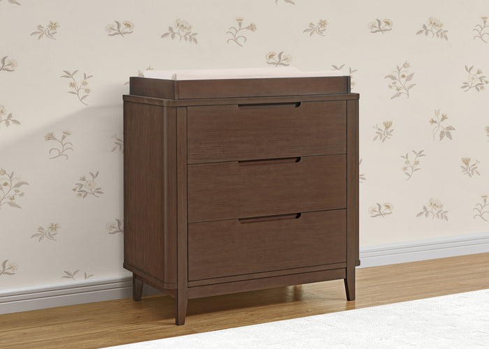 Noah 3 Drawer Dresser with Changing Top and Interlocking DrawersTeak Brown (1526)
