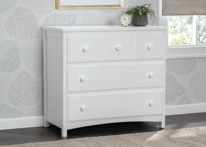 3 Drawer Dresser with Interlocking DrawersBianca White (130)