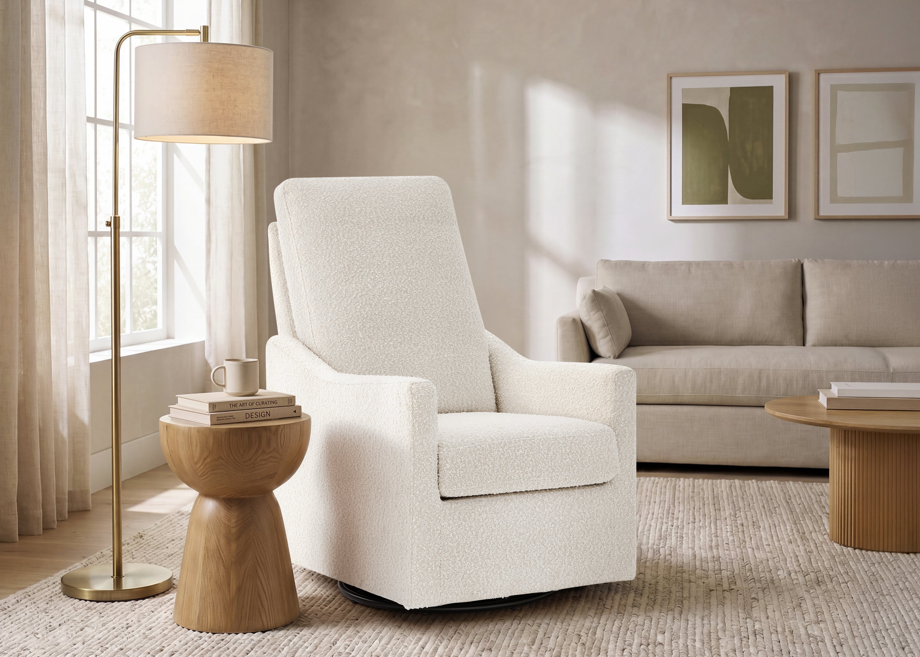 VERNA ニューシャワー　ナチュラル　モイスティベール　B Andie Boucle Nursery Glider Swivel Chair | Delta Children