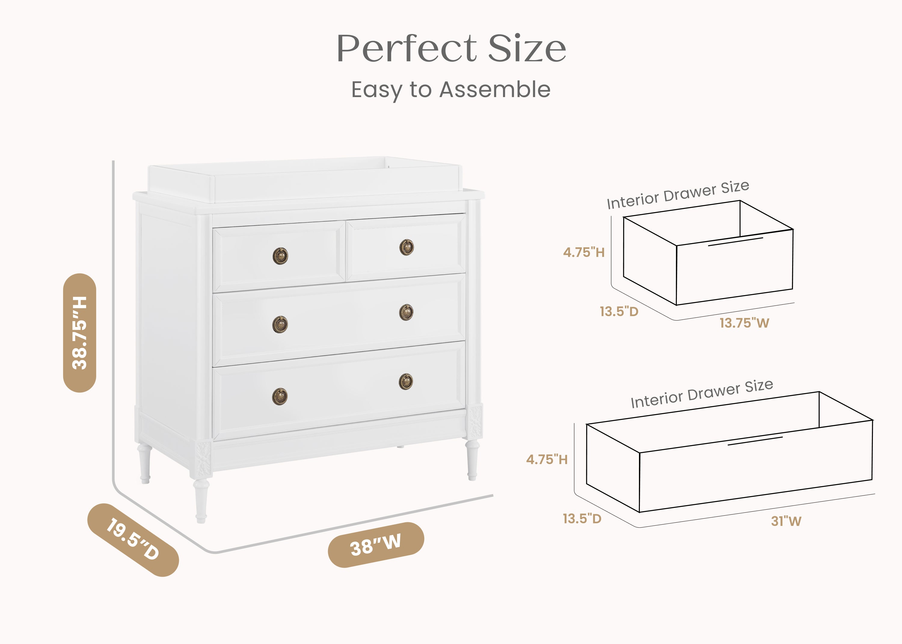 Heritage 4 Drawer Dresser with Changing Top and Interlocking Drawers