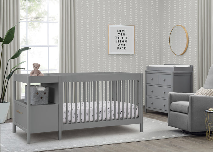 Zoe 5-in-1 Convertible Crib and ChangerGrey (026)