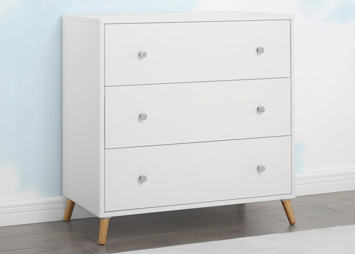 Jordan 3 Drawer Dresser with Interlocking DrawersBianca White with Natural (123)