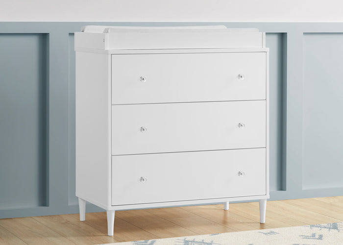 Bowie 3 Drawer Dresser with Changing Top and Interlocking DrawersBianca White (130)