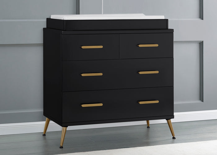 Sloane 4 Drawer Dresser with Changing Top and Interlocking DrawersEbony with Melted Bronze (1500)