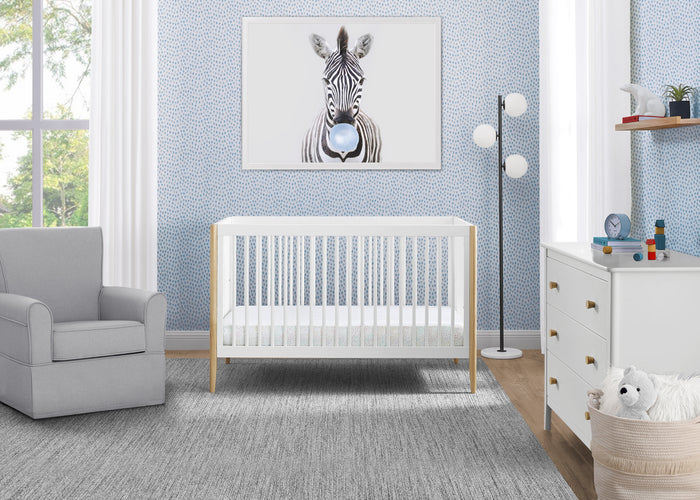 Casey 6-in-1 Convertible CribBianca White with Natural (123)