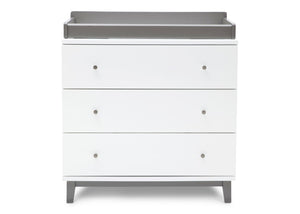 Delta Children White / Grey (027) Tribeca Three-Drawer Dresser Front View with Changing Top a3a 3
