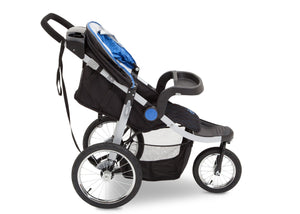 Delta Children J is for Jeep Brand Trek Blue Tonal (436) Cross Country All Terrain Jogging Stroller Full Side View, with Child Tray b3b 10