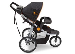 Delta Children J is for Jeep Brand Trek Orange (835) Cross Country All Terrain Jogging Stroller Full Right Side View, with Canopy and Child Tray d3d 20