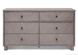 Simmons Kids Stained Grey (054) Chevron 6 Drawer Dresser, Front View a1a 0
