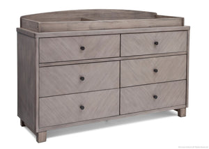 Simmons Kids Stained Grey (054) Chevron 6 Drawer Dresser, Side View with Changing Topper a4a 4