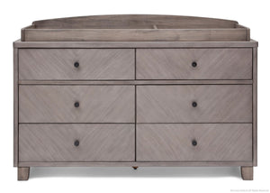 Simmons Kids Stained Grey (054) Chevron 6 Drawer Dresser, Front View with Changing Top a3a 3