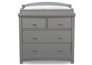 Simmons Kids Grey (026) Emma 4 Drawer Dresser with Changing Top Front Facing View with Pad a1a 3