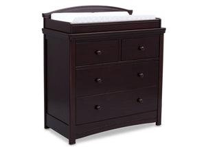 Simmons Kids Black Espresso (907) Emma 4 Drawer Dresser with Changing Top Right Facing View with Pad b2b 5