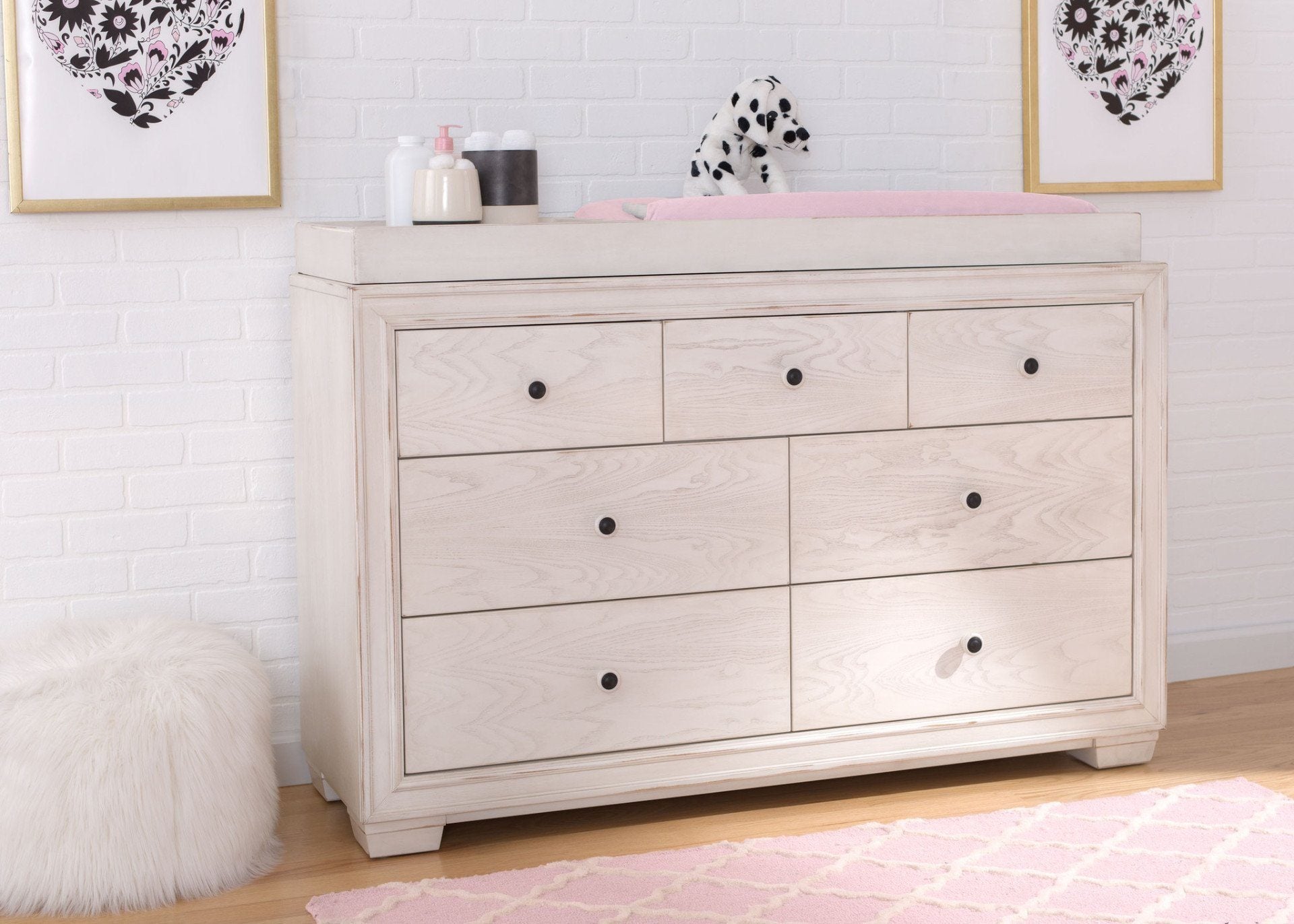 Antique white changing top table