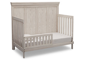 Simmons Kids Antique White (122) Ravello Crib 'N' More, Angled Conversion to Toddler Bed View, b4b 10