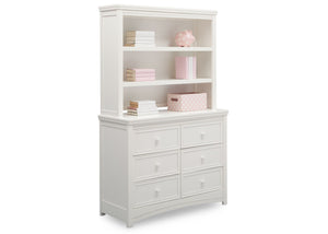 Delta Children White Ambiance (108) Lindsey 6 Drawer Dresser and Lindsey Bookcase/Hutch, Angled View a5a 4