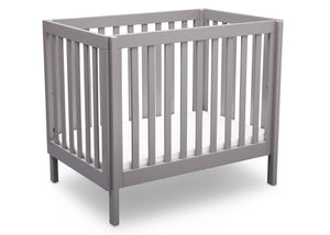 Delta Children Grey (180) Bennington Elite Mini Crib with Mattress, Angled View, c3c 5