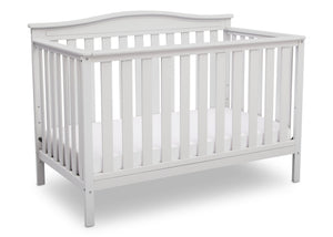 Delta Children Bianca White (130) Independence 4-in-1 Convertible Crib, Angled Crib View b4b 10