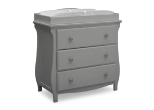 Delta Children Grey (026) Lancaster 3 Drawer Dresser with Changing Top (552030), Sideview, a3a 6