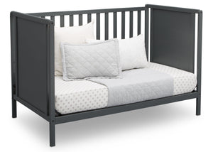 Delta Children Charcoal Grey (029) Heartland Classic 4-in-1 Convertible Crib, Day Bed Angle, b5b 16
