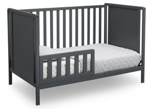 Delta Children Charcoal Grey (029) Heartland Classic 4-in-1 Convertible Crib, Toddler Bed Angle, b4b 15