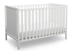 Delta Children Bianca White (130) Heartland Classic 4-in-1 Convertible Crib, Crib Angle, c3c 20