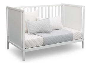 Delta Children Bianca White (130) Heartland Classic 4-in-1 Convertible Crib, Day Bed Angle, c5c 22