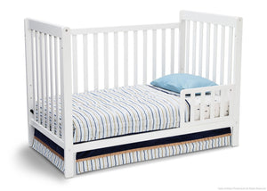 Delta Children White Ambiance (108) Waves 3-in-1-Crib Side View, Toddle Bed Conversion d3d 17