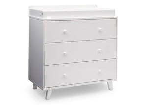 Delta Children White (100) Ava 3 Drawer Dresser with Changing Top, Side View a2a 4