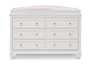 Delta Children White Ambiance (108) Princess Magical Dreams Dresser Front View with Changing Top and Props  4