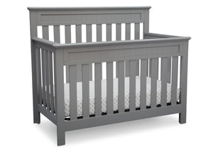 Delta Children Grey (026) Chalet 4-in-1 Crib, angled view, d3d 12